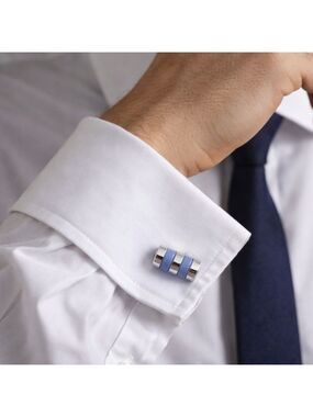 Broletto Silver Stainless Steel Blue Opalescent Cufflinks NWT Nordstrom